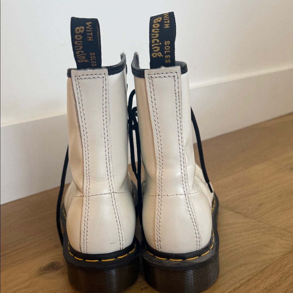 Dr. Martens White Leather Lace-Up Boots - Picture 3 of 4